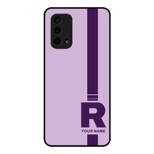 Oppo A74 5G Photo Printing on Glass Case - Simple dual tone stripe with name Design Oppo A74 5G Photo Printing on Glass Case - Simple dual tone stripe with name Design