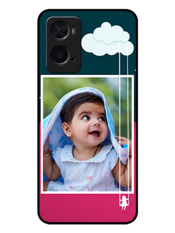 Custom Oppo A76 Custom Glass Phone Case - Cute Girl with Cloud Design