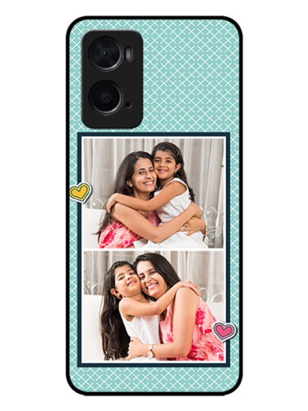 Custom Oppo A76 Custom Glass Phone Case - 2 Image Holder with Pattern Design