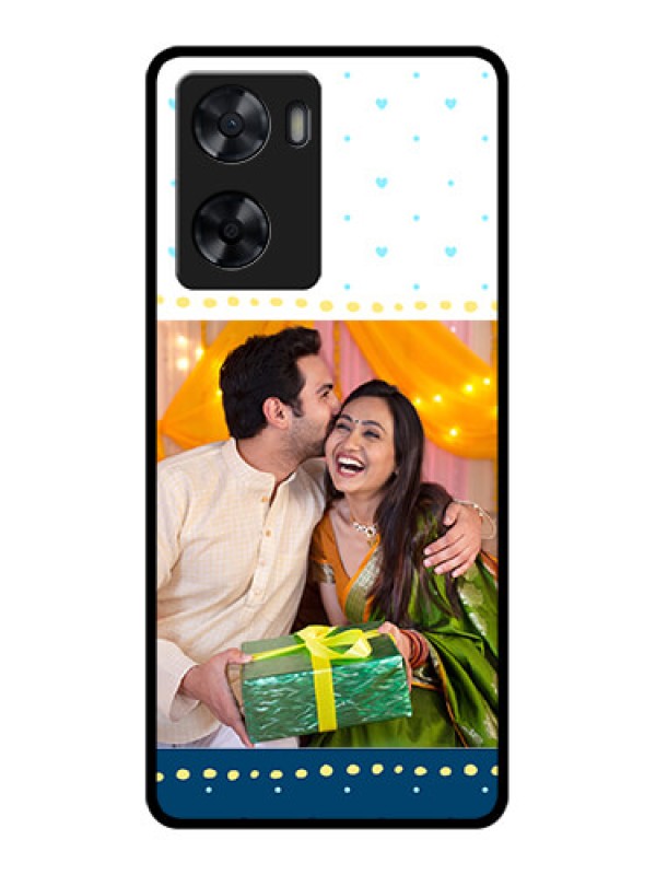 Custom Oppo A77 4G Personalized Glass Phone Case - White and Blue Abstract Design