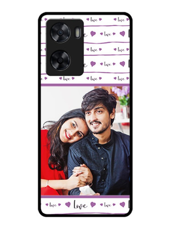 Custom Oppo A77 4G Custom Glass Mobile Case - Couples Heart Design