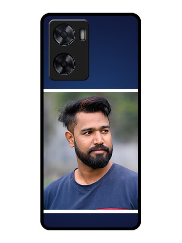 Custom Oppo A77 4G Personalized Glass Phone Case - Simple Royal Blue Design