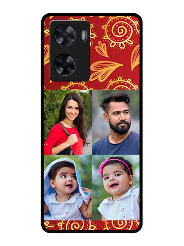 Custom Oppo A77 4G Photo Printing on Glass Case - 4 Image Traditional Design