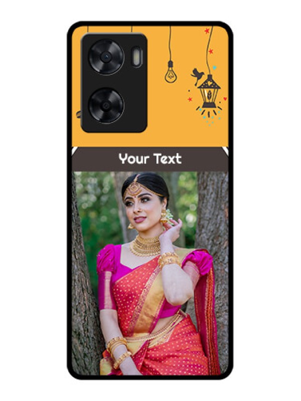 Custom Oppo A77 4G Custom Glass Mobile Case - with Family Picture and Icons