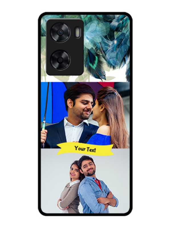 Custom Oppo A77 4G Personalized Glass Phone Case - Image with Boho Peacock Feather Design