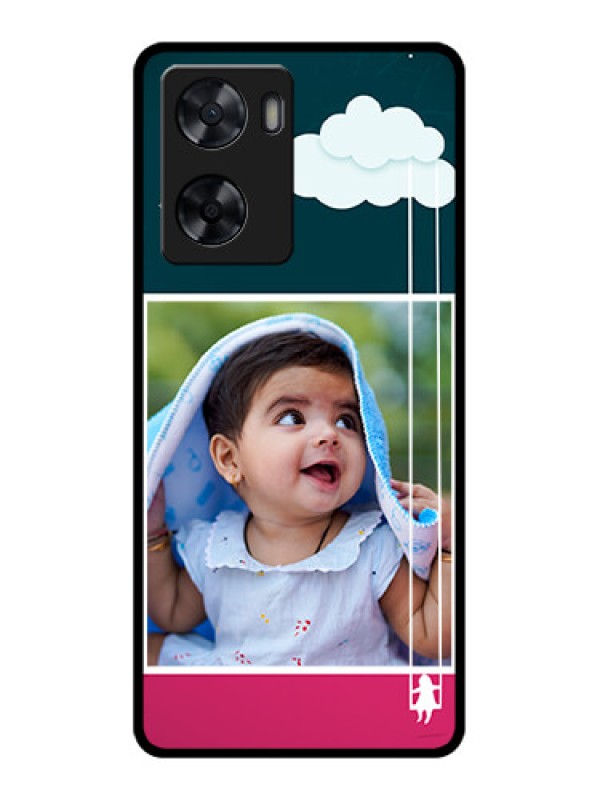 Custom Oppo A77s Custom Glass Phone Case - Cute Girl with Cloud Design