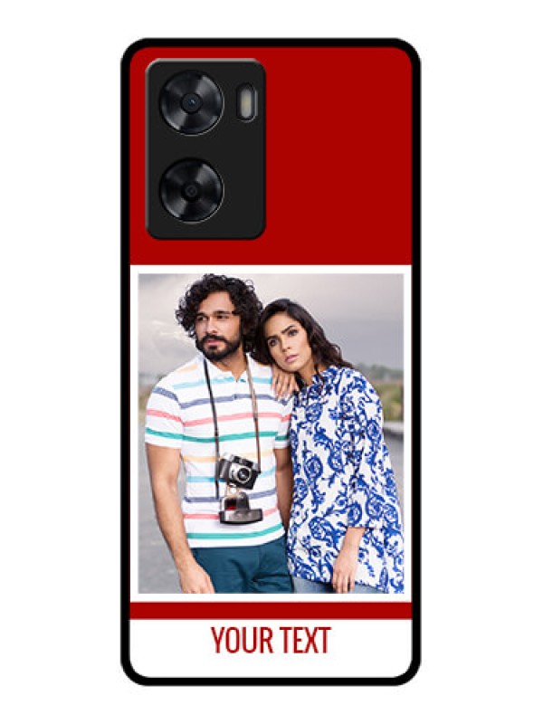 Custom Oppo A77s Personalized Glass Phone Case - Simple Red Color Design