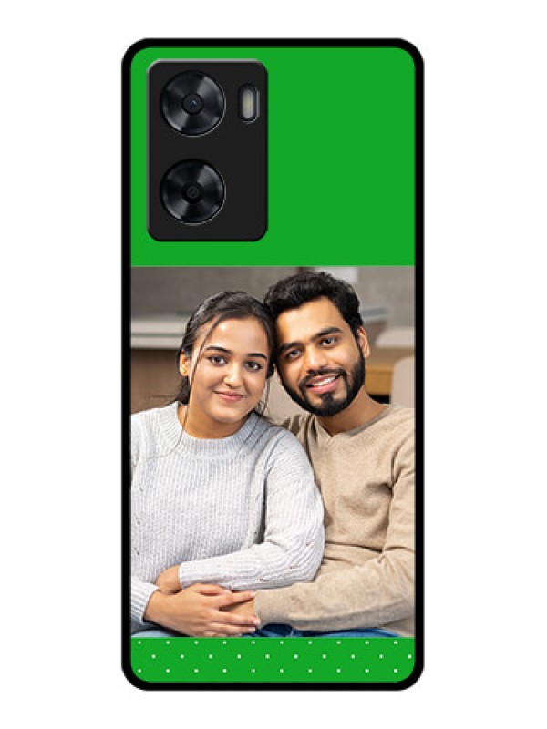 Custom Oppo A77s Personalized Glass Phone Case - Green Pattern Design