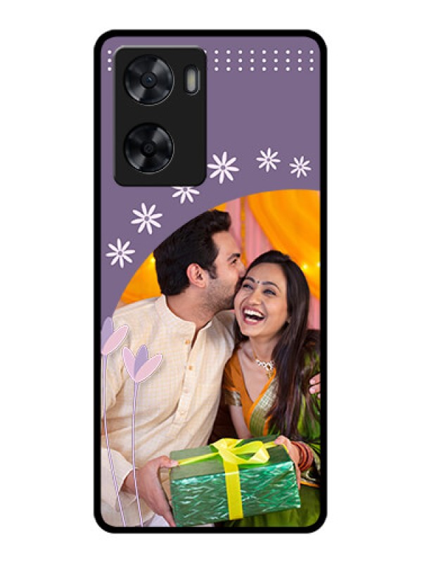 Custom Oppo A77s Custom Glass Mobile Case - Lavender flowers design