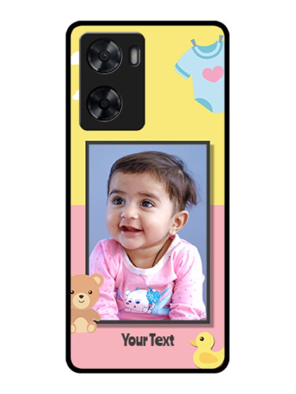 Custom Oppo A77s Photo Printing on Glass Case - Kids 2 Color Design