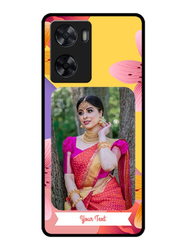 Custom Oppo A77s Custom Glass Mobile Case - 3 Image With Vintage Floral Design