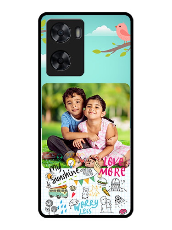 Custom Oppo A77s Photo Printing on Glass Case - Doodle love Design