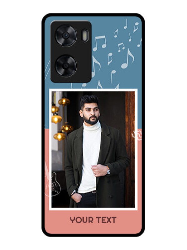 Custom Oppo A77s Photo Printing on Glass Case - with Color Musical Note Design