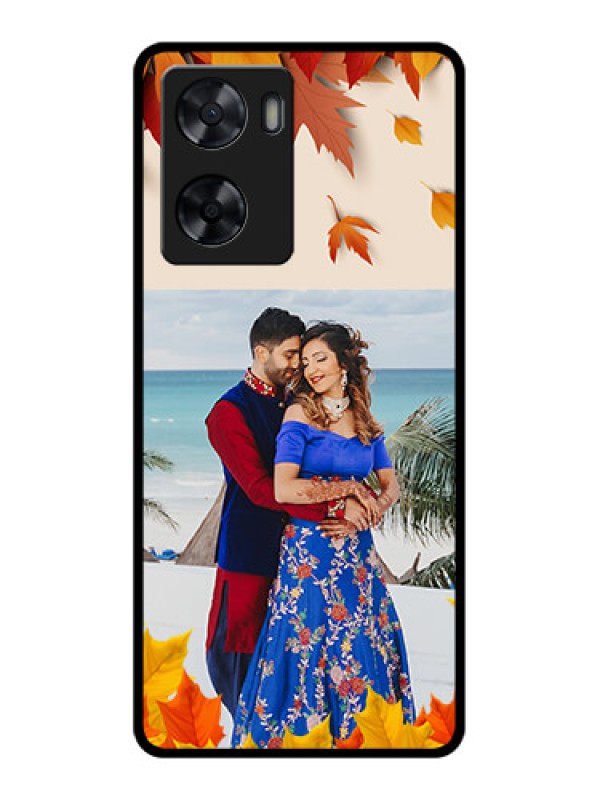 Custom Oppo A77s Photo Printing on Glass Case - Autumn Maple Leaves Design