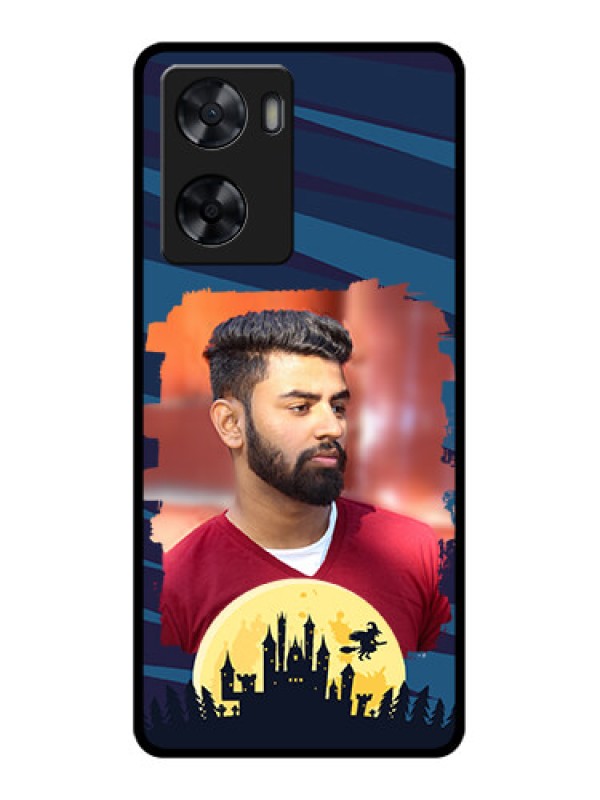 Custom Oppo A77s Photo Printing on Glass Case - Halloween Witch Design