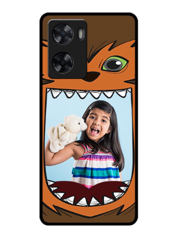 Custom Oppo A77s Photo Printing on Glass Case - Owl Monster Back Case Design