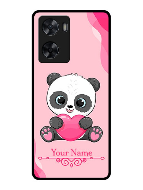 Custom Oppo A77s Custom Glass Mobile Case - Cute Panda Design