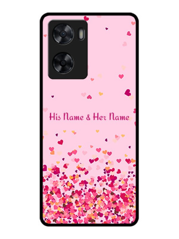 Custom Oppo A77s Photo Printing on Glass Case - Floating Hearts Design
