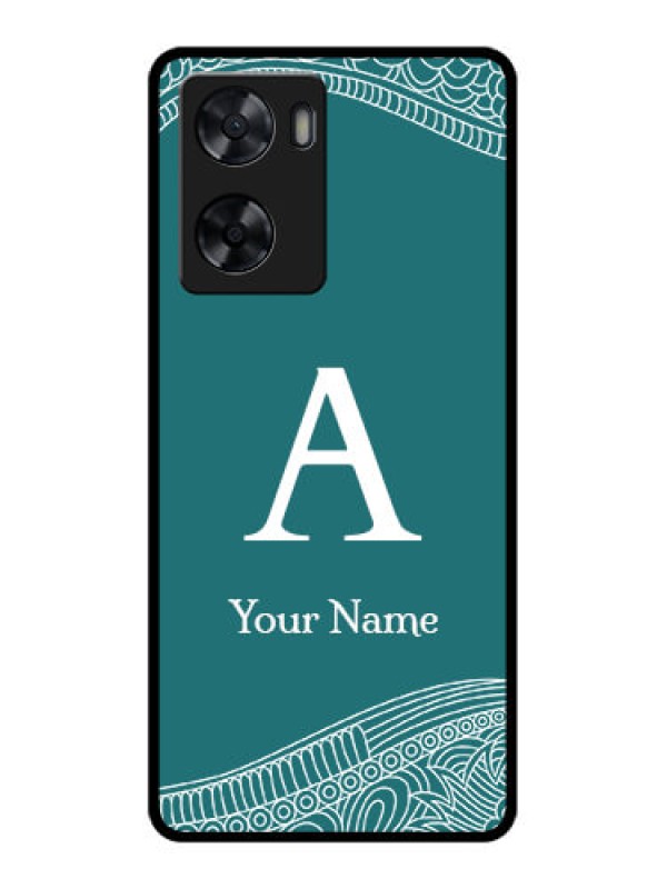 Custom Oppo A77s Personalized Glass Phone Case - line art pattern with custom name Design