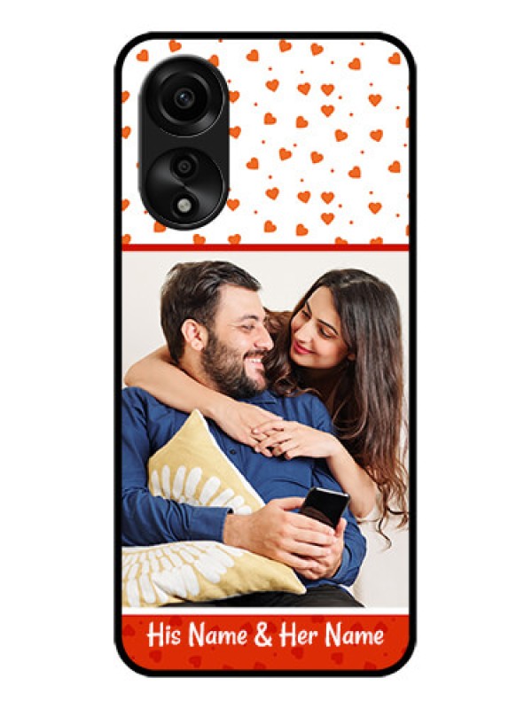 Custom Oppo A78 4G Custom Glass Phone Case - Orange Love Symbol Design