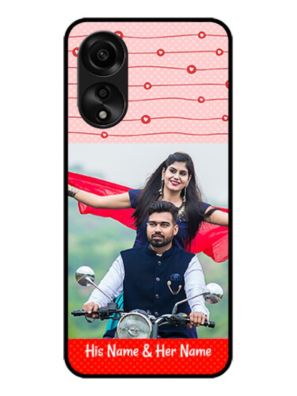 Custom Oppo A78 4G Personalized Glass Phone Case - Red Pattern Case Design