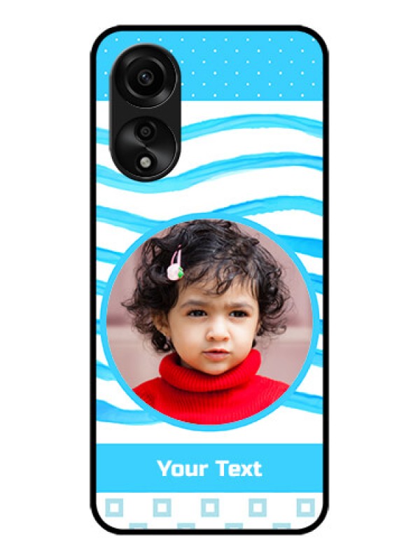 Custom Oppo A78 4G Custom Glass Phone Case - Simple Blue Case Design