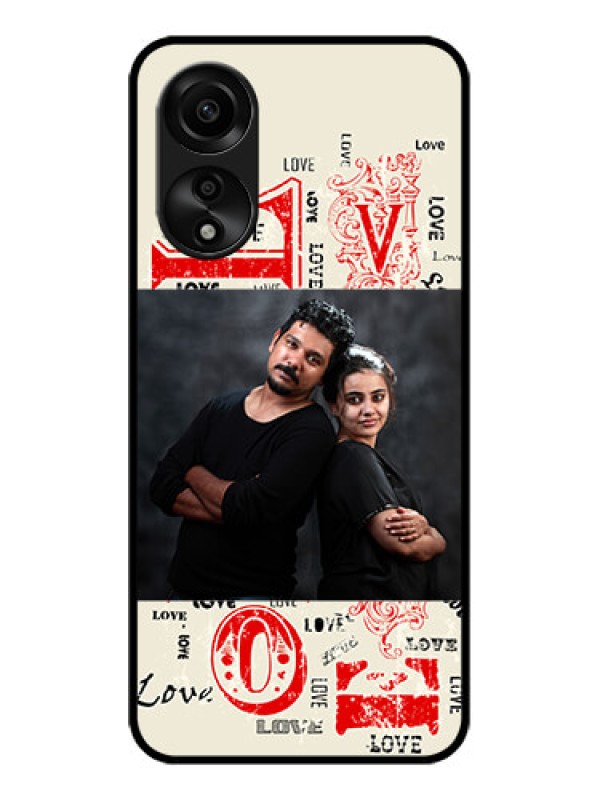Custom Oppo A78 4G Photo Printing on Glass Case - Trendy Love Design Case