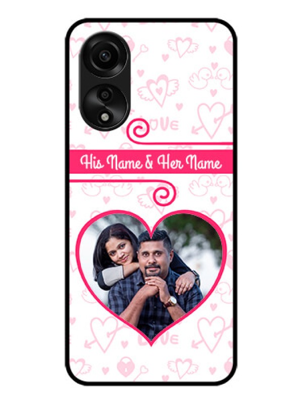 Custom Oppo A78 4G Personalized Glass Phone Case - Heart Shape Love Design