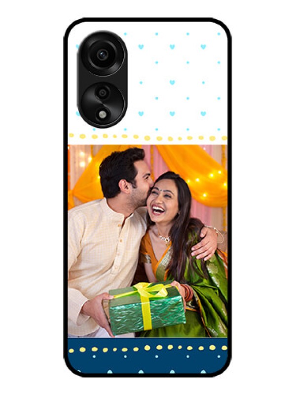 Custom Oppo A78 4G Personalized Glass Phone Case - White and Blue Abstract Design