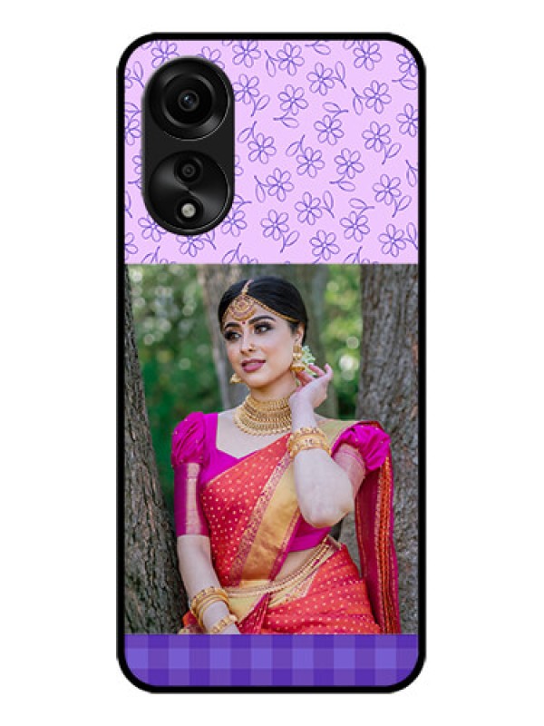 Custom Oppo A78 4G Custom Glass Phone Case - Purple Floral Design