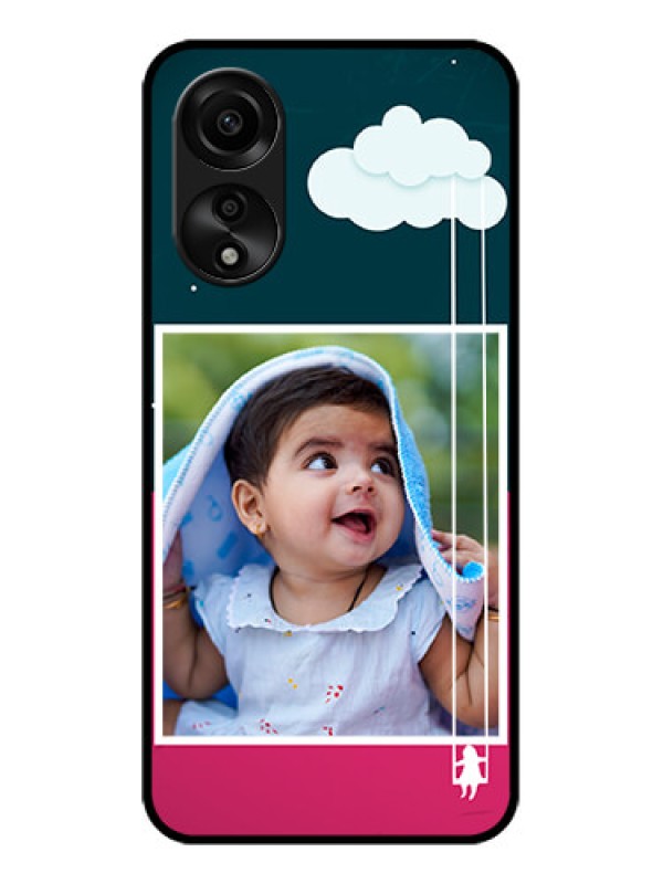 Custom Oppo A78 4G Custom Glass Phone Case - Cute Girl with Cloud Design