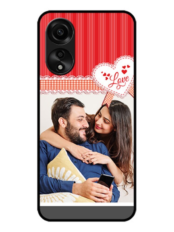 Custom Oppo A78 4G Custom Glass Mobile Case - Red Love Pattern Design