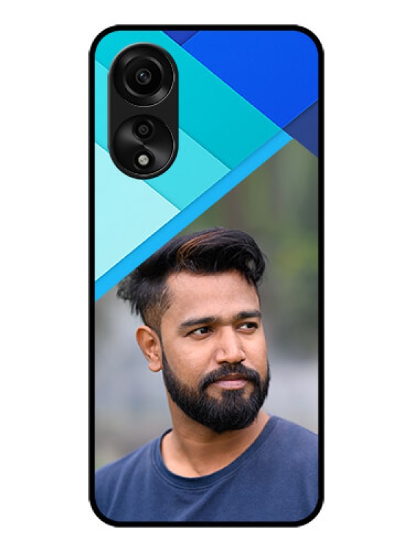 Custom Oppo A78 4G Custom Glass Phone Case - Blue Pattern Design