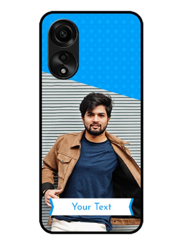 Custom Oppo A78 4G Photo Printing on Glass Case - Simple Blue Color Design