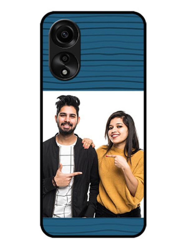 Custom Oppo A78 4G Custom Glass Phone Case - Blue Pattern Cover Design