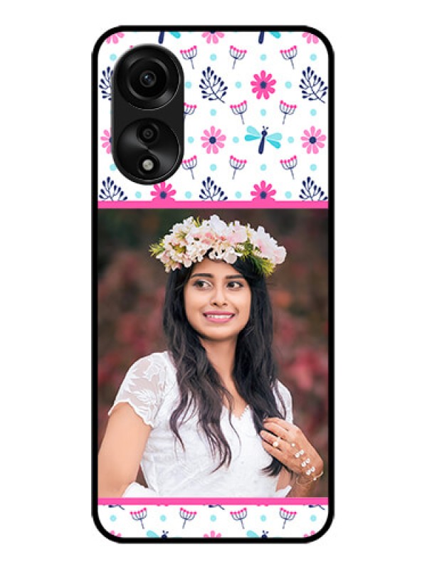 Custom Oppo A78 4G Photo Printing on Glass Case - Colorful Flower Design