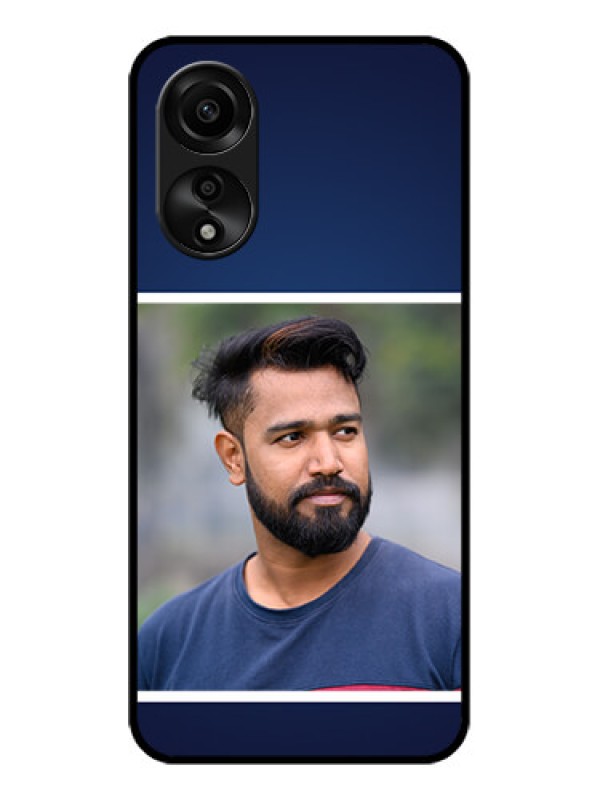 Custom Oppo A78 4G Personalized Glass Phone Case - Simple Royal Blue Design