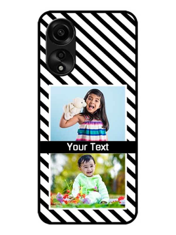 Custom Oppo A78 4G Photo Printing on Glass Case - Black And White Stripes Design