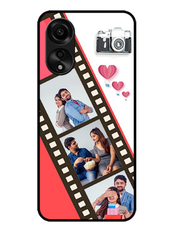 Custom Oppo A78 4G Personalized Glass Phone Case - 3 Image Holder with Film Reel