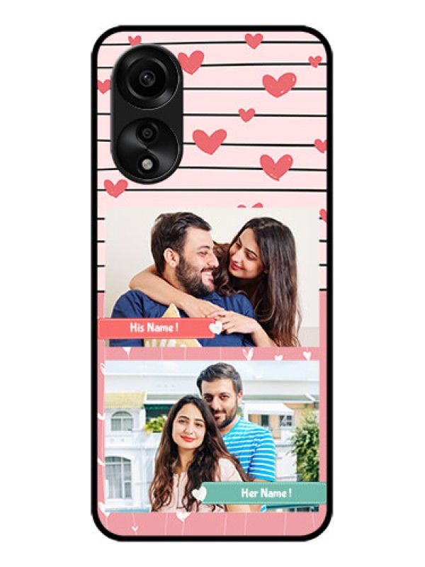 Custom Oppo A78 4G Custom Glass Mobile Case - Photo with Heart Design