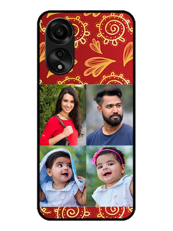 Custom Oppo A78 4G Photo Printing on Glass Case - 4 Image Traditional Design