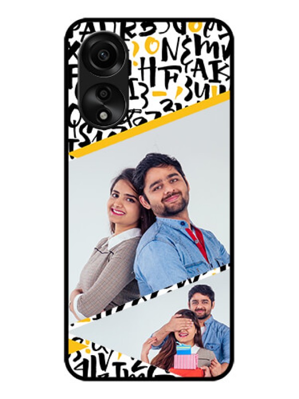 Custom Oppo A78 4G Custom Glass Mobile Case - Letters Pattern Design