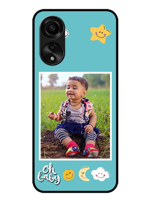 Custom Oppo A78 4G Personalized Glass Phone Case - Smiley Kids Stars Design