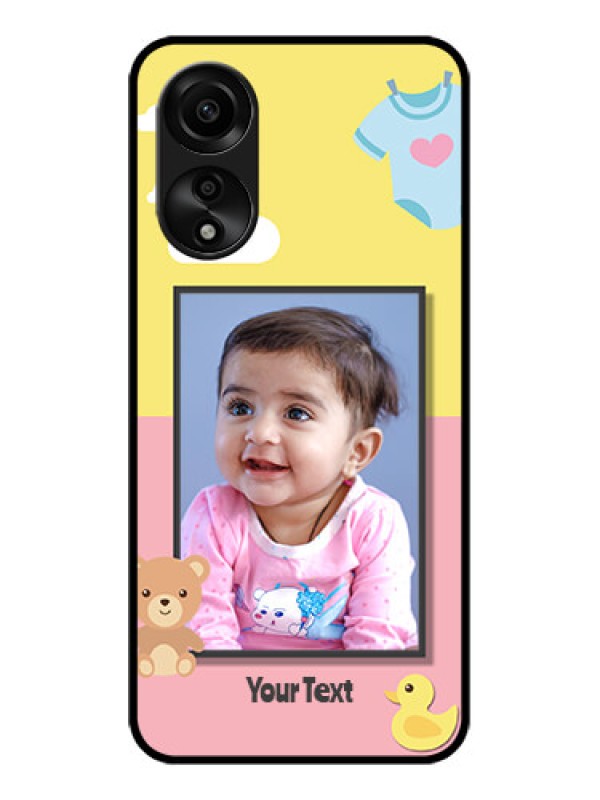 Custom Oppo A78 4G Photo Printing on Glass Case - Kids 2 Color Design