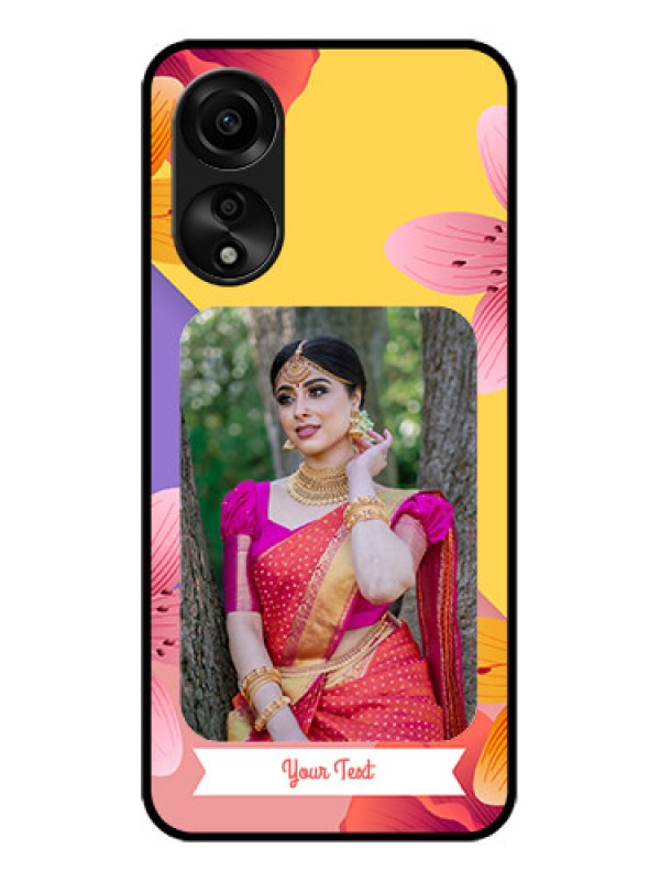 Custom Oppo A78 4G Custom Glass Mobile Case - 3 Image With Vintage Floral Design