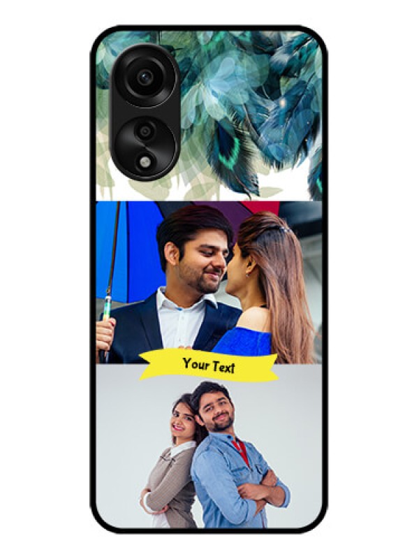 Custom Oppo A78 4G Personalized Glass Phone Case - Image with Boho Peacock Feather Design