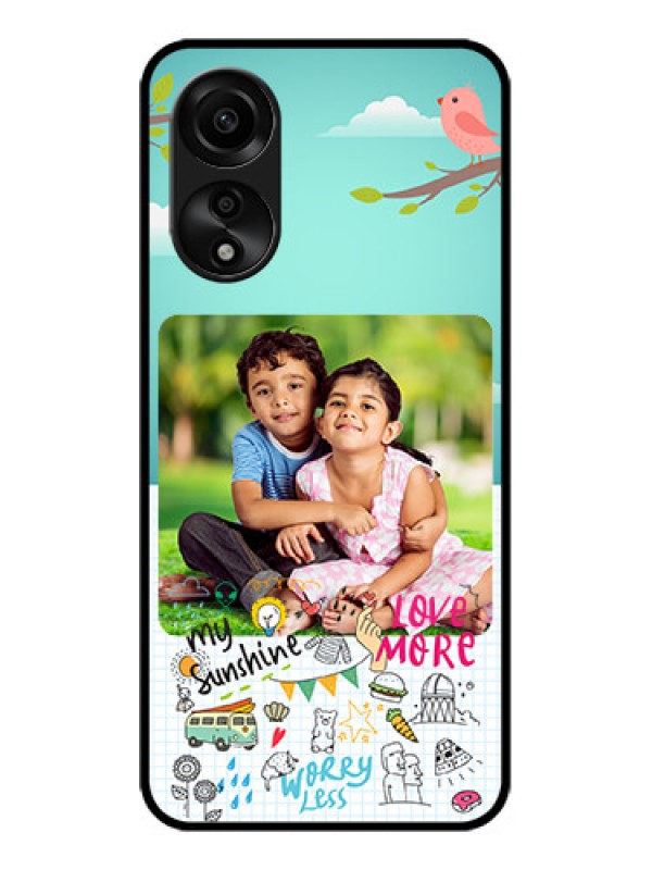 Custom Oppo A78 4G Photo Printing on Glass Case - Doodle love Design
