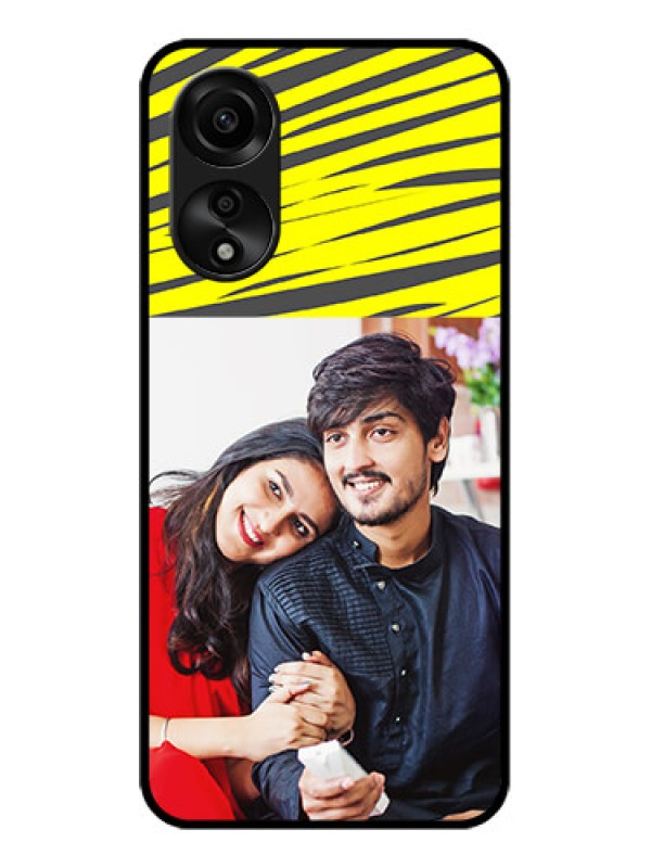 Custom Oppo A78 4G Photo Printing on Glass Case - Yellow Abstract Design