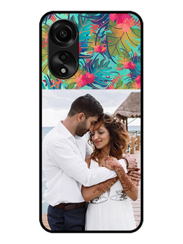 Custom Oppo A78 4G Photo Printing on Glass Case - Watercolor Floral Design