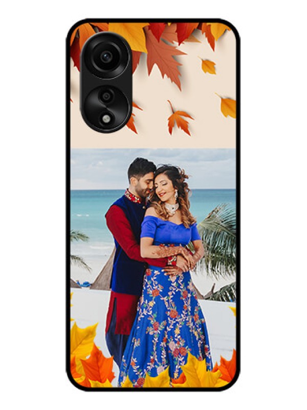 Custom Oppo A78 4G Photo Printing on Glass Case - Autumn Maple Leaves Design